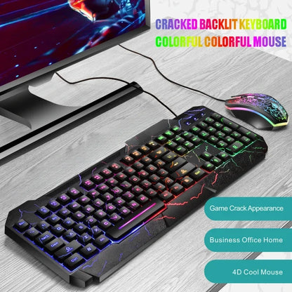 Combo tastiera e mouse da gaming cablati per computer desktop, tastiera retroilluminata LED effetto meccanico