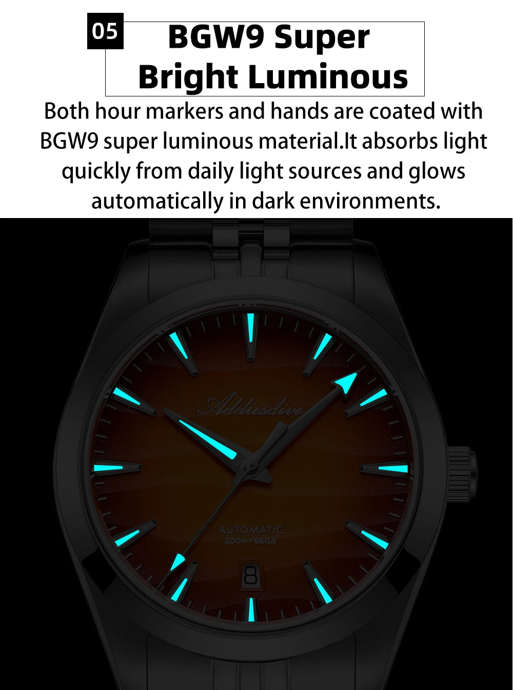 ADDIESDIVE NEW 39mm Men's Desert Texture Watch 200m Diver Sapphire Crystal AD2540 BGW9 Blue Luminous  Mechanical Automatic Watch