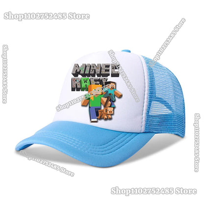 Cartoon Pixel Block Peaked Hat Baseball Caps Summer Sunhat Bonnets Minecrafteds Beanies Adult Headwear Kid Accessories Sportscap
