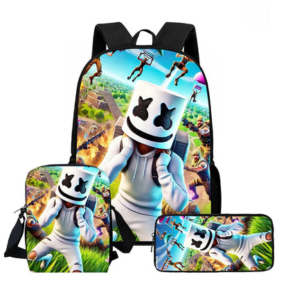 Fortnite 3-piece cartoon set, unisex, includes: Backpack, Crossbody bag, And pencil case  Lightweight and large capacity