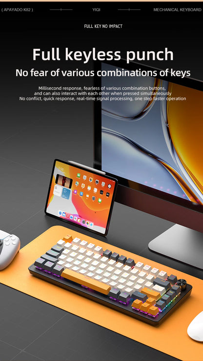 75% Mechanical Keyboard Wired with Media Knob, APAYADO Black Gaming Keyboard,Hot-Swap,ABS Cap Transparent Character Backlighting