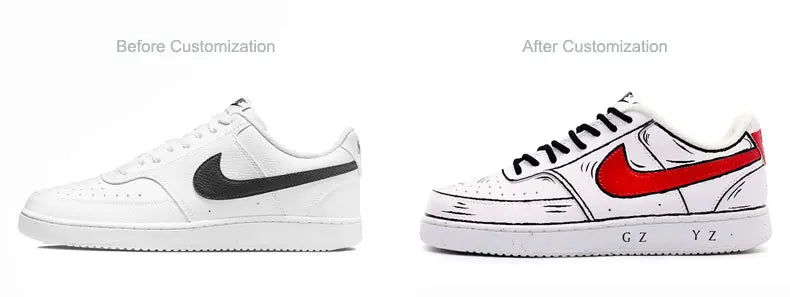 Räätälöidyt lenkkarit Nike Court Vision 1 Graffiti Anime -sarja, kulutusta kestävät miesten skeittikengät