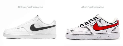 Räätälöidyt lenkkarit Nike Court Vision 1 Graffiti Anime -sarja, kulutusta kestävät miesten skeittikengät