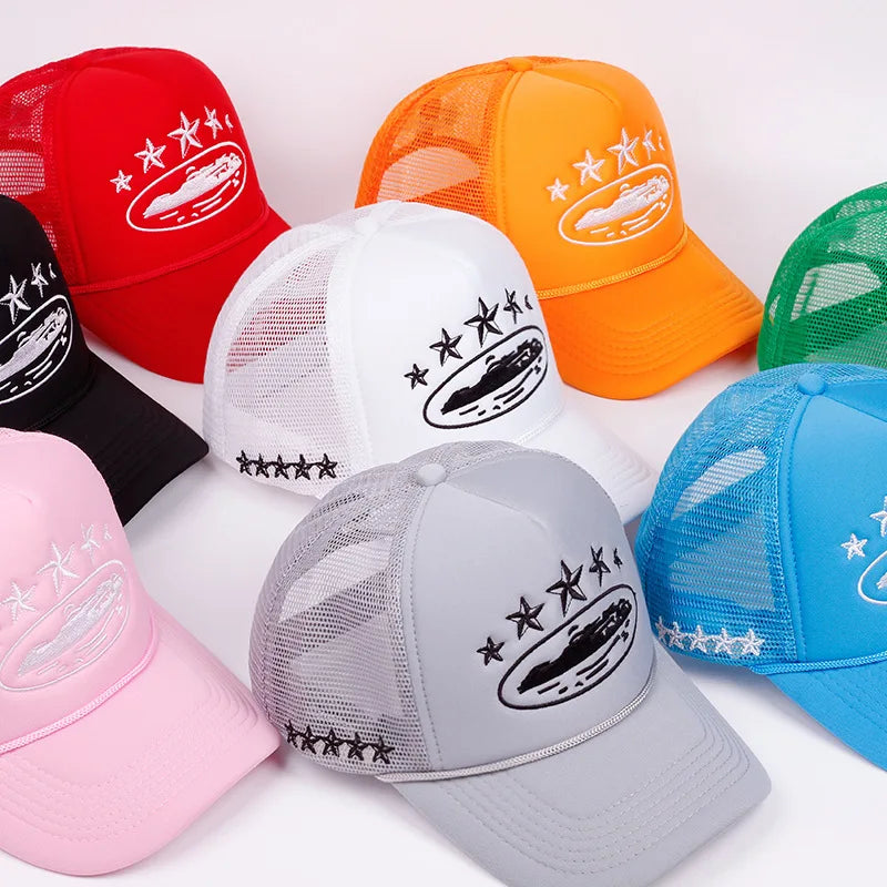 New Unisex Pentagram Baseball Hats Hip Hop Adjustable  Breathable Personal Sunshade Mesh Versatile Street Fashion Trucker Caps