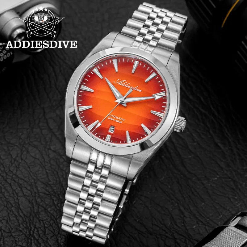 ADDIESDIVE NEW 39mm Men's Desert Texture Watch 200m Diver Sapphire Crystal AD2540 BGW9 Blue Luminous  Mechanical Automatic Watch
