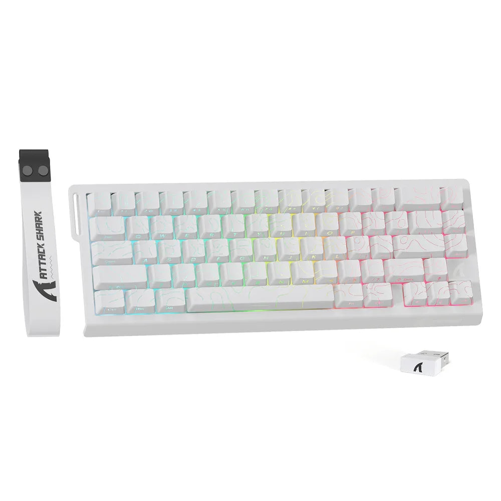 Teclado Gaming ATTACK SHARK X68PRO HE sem fios com Rapid Trigger, atuação ajustável, Hot-Swap, retroiluminação RGB, BT/2.4GHz/com fios