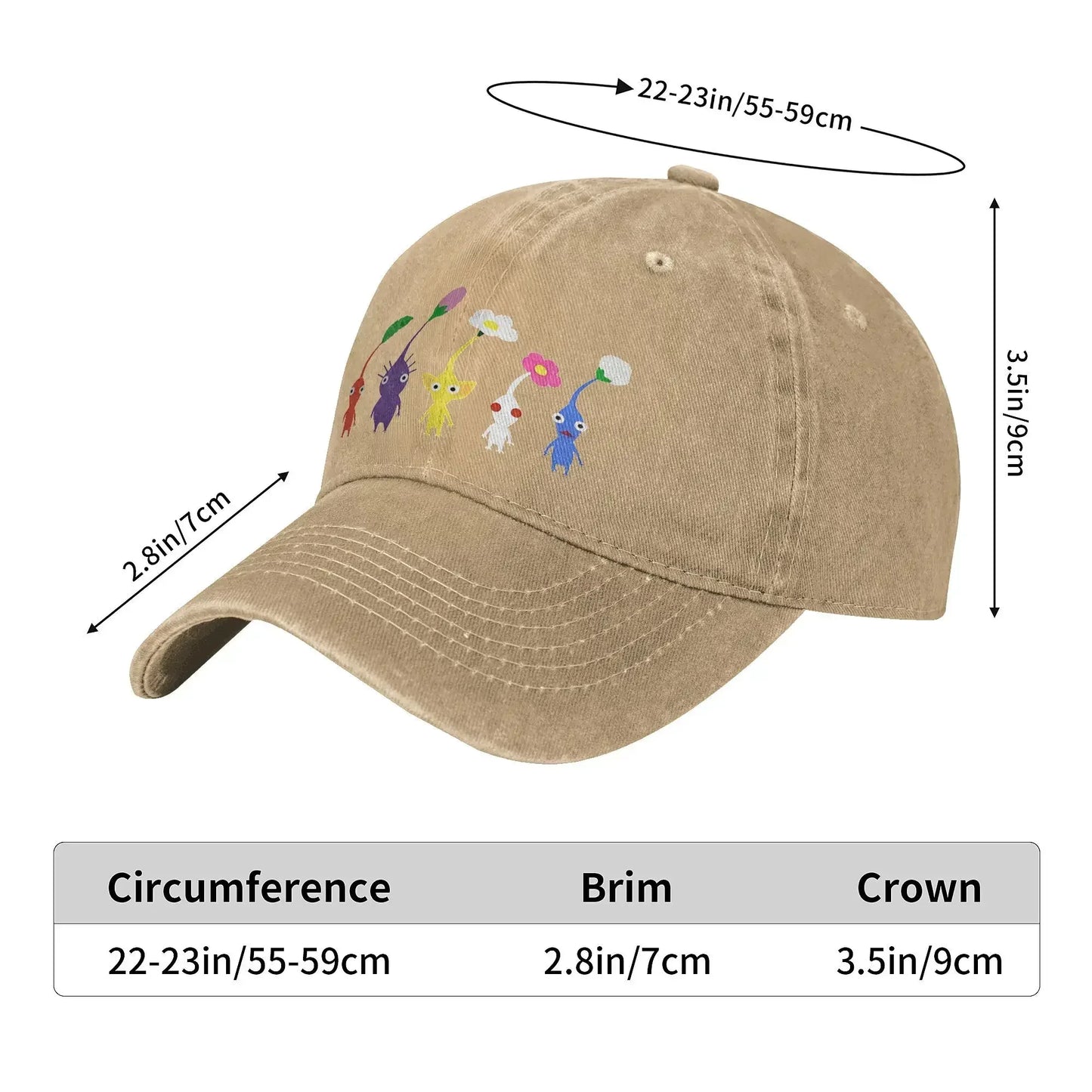 Cute Pikmin Pattern Print Cap for Men Women Cotton Anime Cartoon Trucker Hat Lerisure Wear Baseball Cap Adjustable