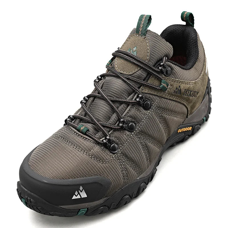 HIKEUP Zapatillas de senderismo para hombre de cuatro estaciones, calzado deportivo de exterior en cuero genuino resistente al desgaste, zapatos de escalada con suela de goma para trekking