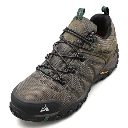 HIKEUP Zapatillas de senderismo para hombre de cuatro estaciones, calzado deportivo de exterior en cuero genuino resistente al desgaste, zapatos de escalada con suela de goma para trekking