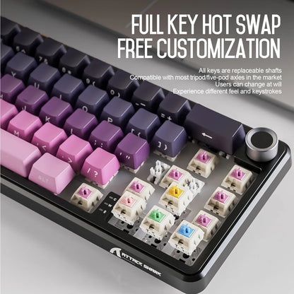 Teclado mecânico sem fios Attack Shark X66, layout compacto 65%, retroiluminação RGB, gasket, hot swap, Bluetooth, USB-C, PBT, bateria de grande capacidade
