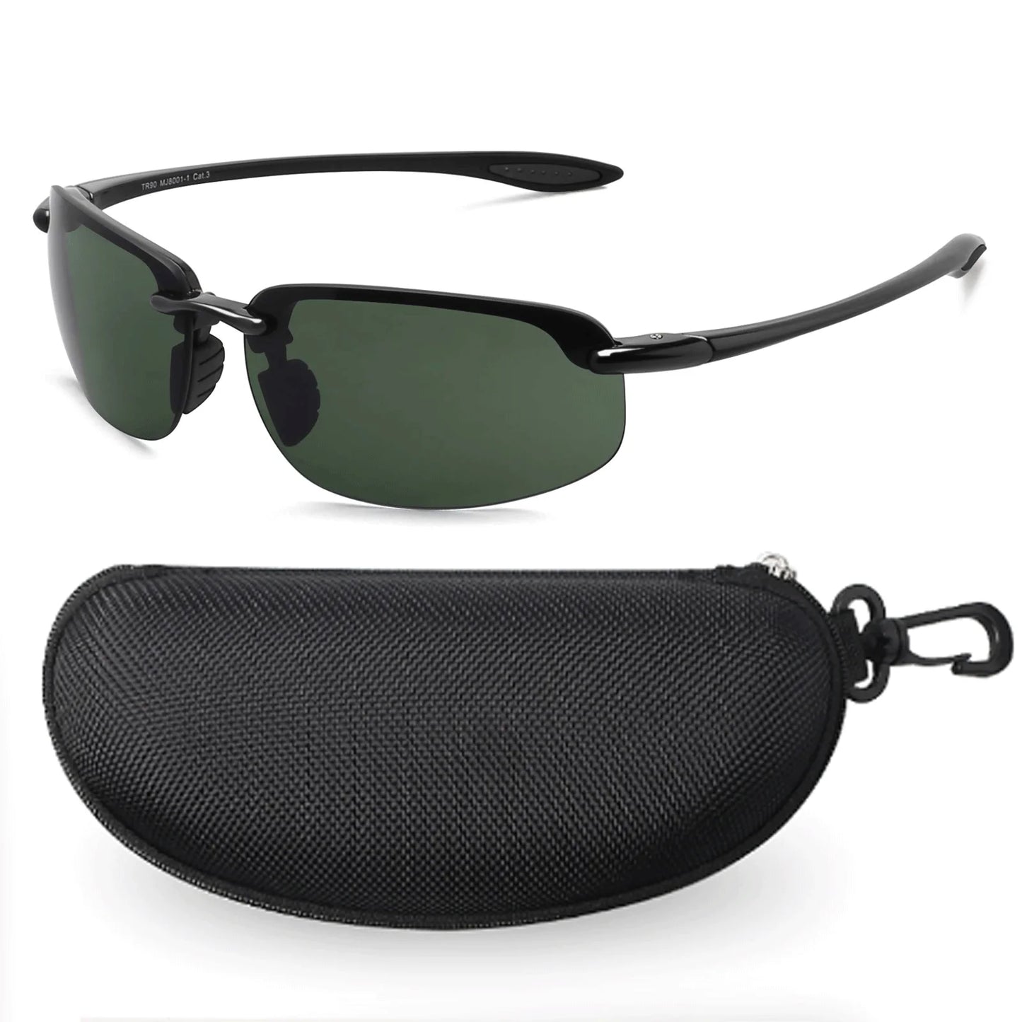 MAXJULI Polarized Sports Sunglasses for Men Women TR90 Rimless Frame Protection for Running Fishing  Driving UV400 8001