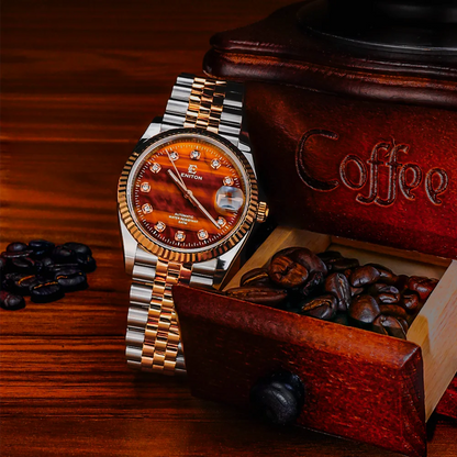Eniton 36mm Men's Mechanical Watch with Stainless Steel Peacock Stone Tiger Eye Dial And NH35 Movement