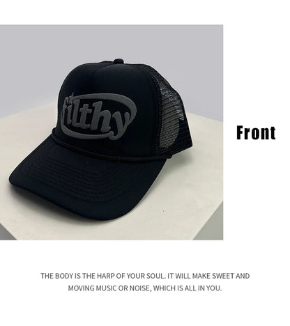 New Unisex Color Block filthy Letters Baseball Hats Sunshade Color Block Breathable Personal Trucker Caps Versatile Mesh Fashion