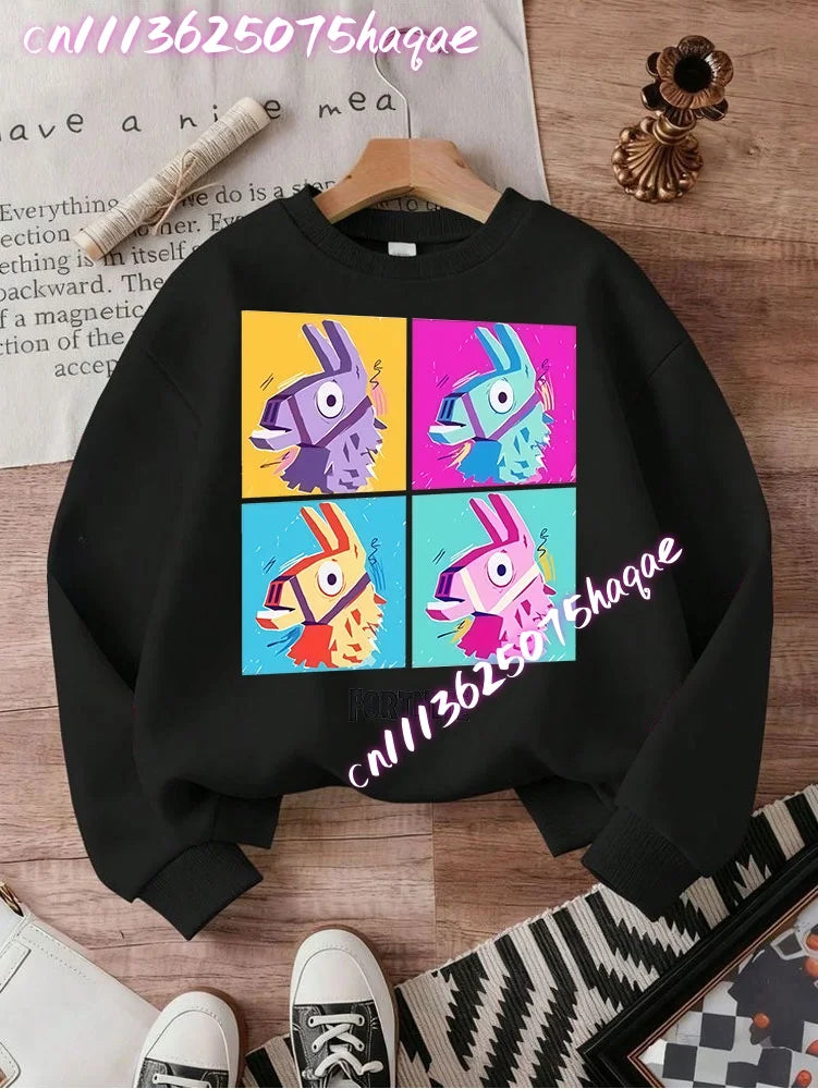 Sweatshirt pullover FORTNITED de manga comprida para criança, estilo streetwear para menina, menino e bebé, top de moda anime infantil, presente