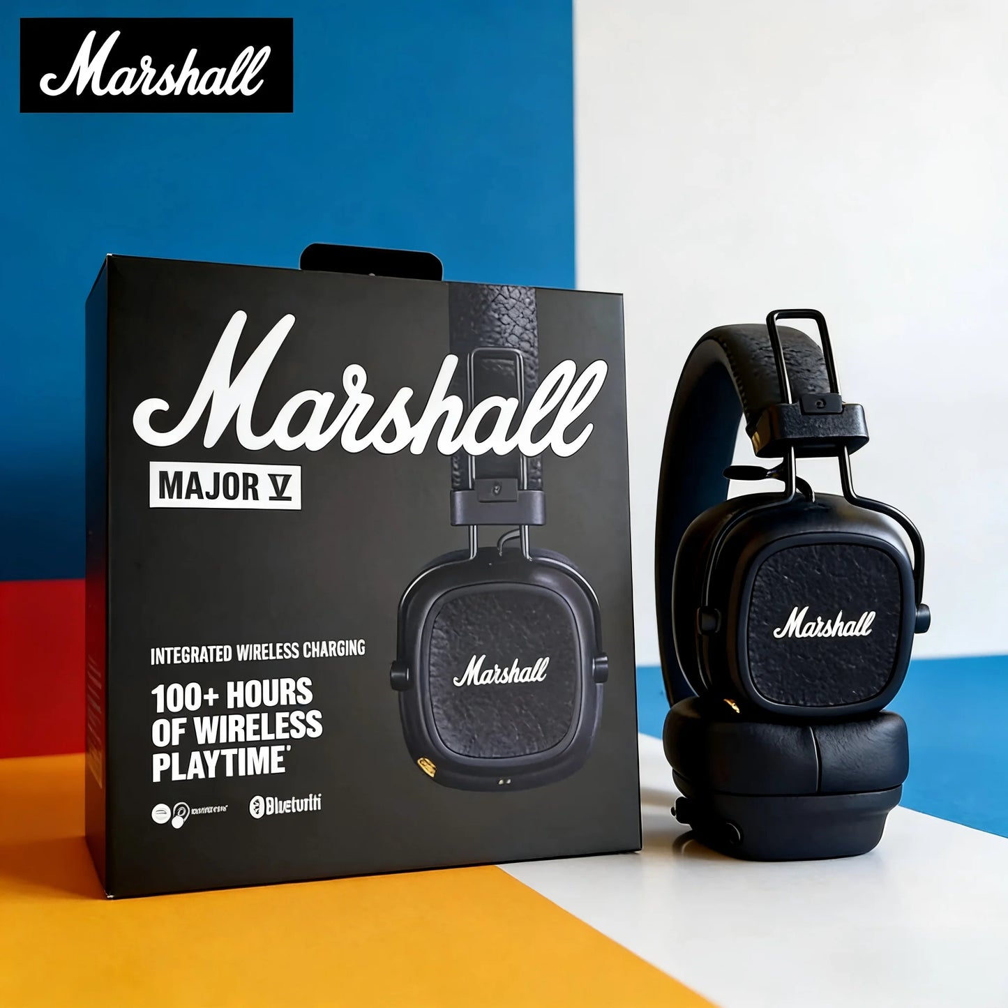 Marshall Major V 5 Wireless Bluetooth On-Ear Headphones – Deep Bass Stereo Sound, Sports & Gaming Headset with Microphone, Wireless & Wired Headphone