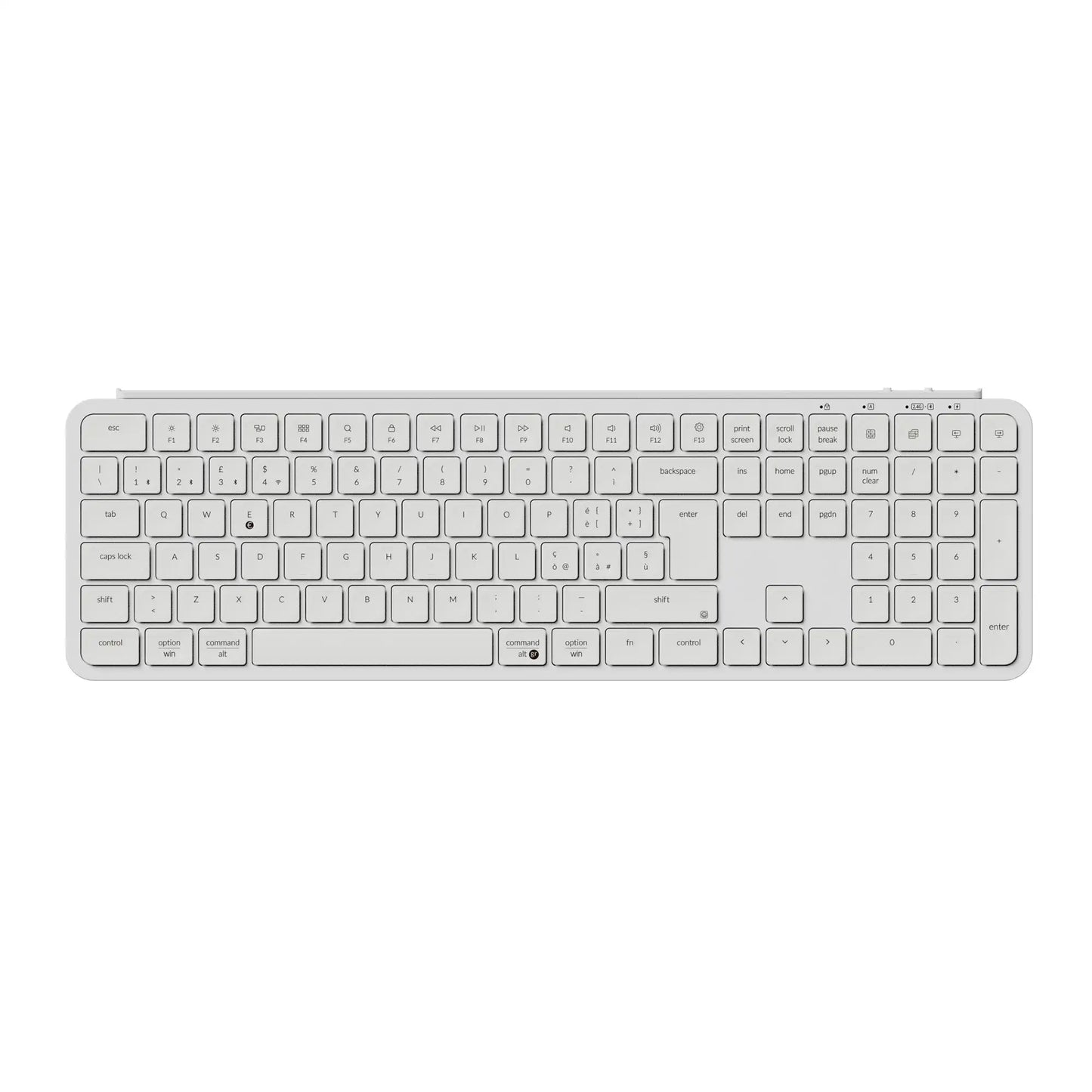 Tastiera wireless ultra-sottile Keychron B6 Pro layout ISO, formato completo, portatile e leggera, con connessioni 2.4GHz e Bluetooth