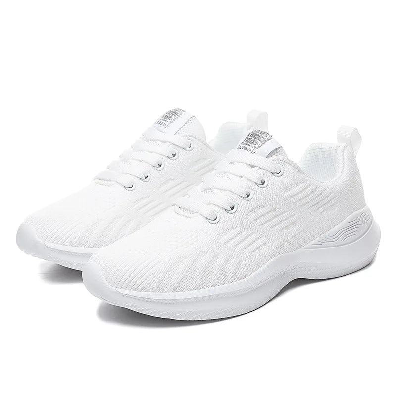 Sneakers da donna alla moda, leggere, scarpe da corsa, scarpe sportive per attività all’aperto, scarpe da corsa comode in rete traspirante, con cuscinetto d’aria e allacciatura con lacci