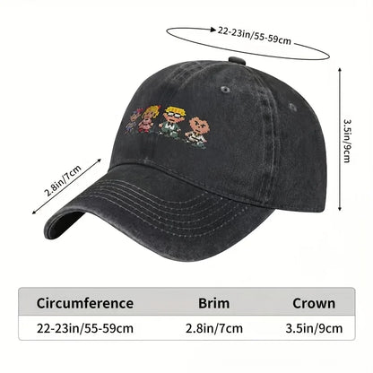 Earthbound Party Member Sprites Baseball Cap - Black Peaked Cap, Lightweight Polyester, Sports Style, Women's and Men's Cap, Par