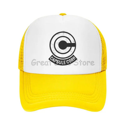 Capsule Corp Mesh Baseball Caps Unisex Hip-Hop Trucker Hat Anime DBZ Dad Hat Adjustable Racing Cap Summer Trucker Snapback Hats