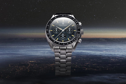 PAGANI DESIGN 2026 New Saturn Men's Watches Quartz Watch For Men Light Tan Sport Chronograph AR Sapphire Crystal Wrist Watch Men