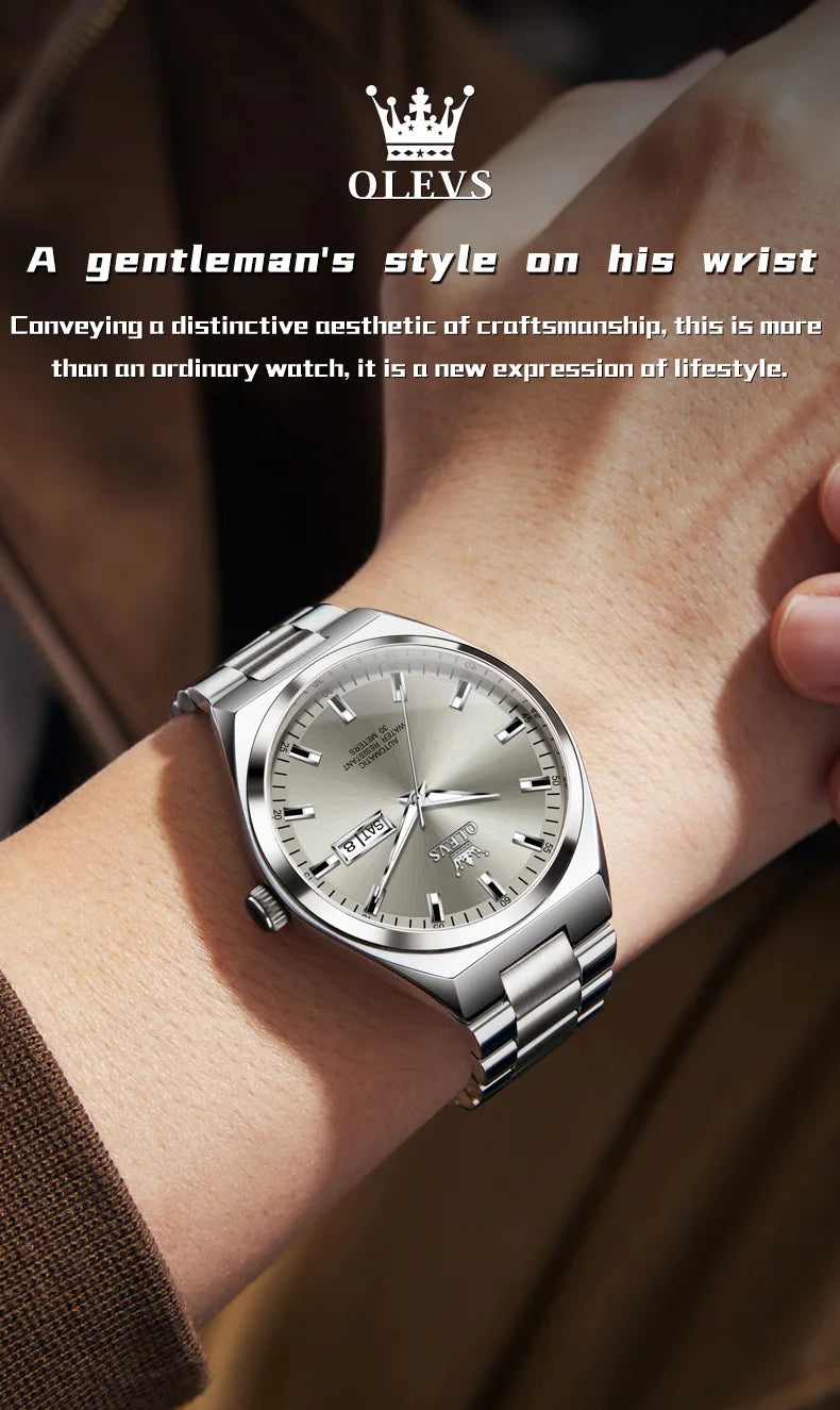 OLEVS Top Brand Luxury Automatic Watches Men Waterproof Watches 316L Steel Business Mechanical Men's Watch relogios masculino