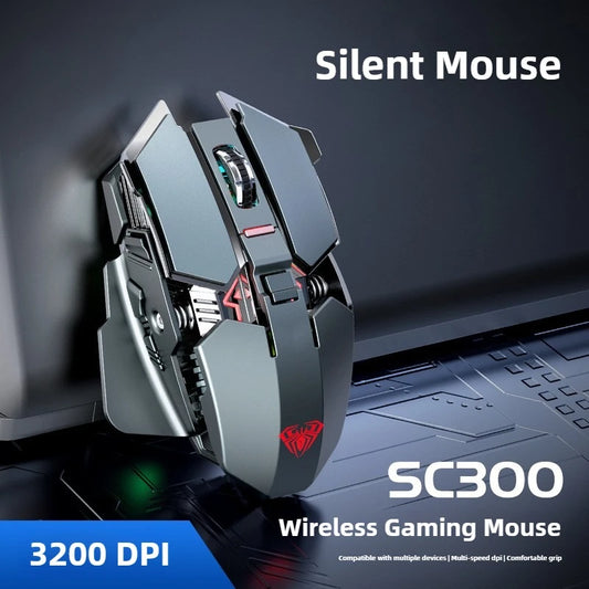 2025 Ny SC300 trådløs 2.4G gamingmus RGB 3200dpi genopladelig lydløs mekanisk e-sportsmus til stationær computer og bærbar computer