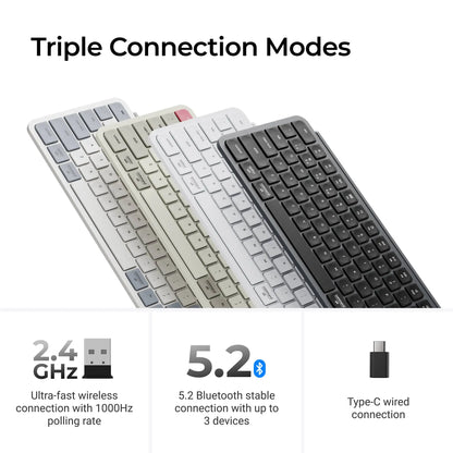Tastiera wireless ultra-sottile Keychron B6 Pro layout ISO, formato completo, portatile e leggera, con connessioni 2.4GHz e Bluetooth