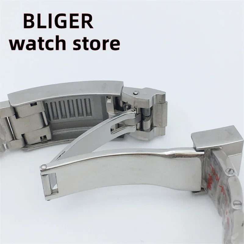 BLIGER 40mm/43mm Japan NH34 GMT Men's mechanical watch green luminous white dial sapphire glass stainless steel strap