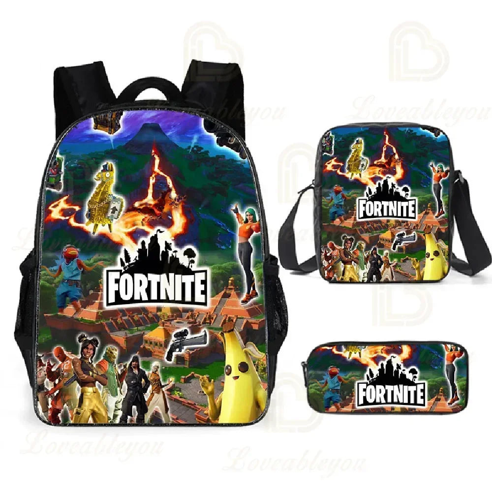 F-FORTNITE Battle Games Backpack for Children School Bag Boys Girls Primary Crossbody Pencil Case Kids Toddler Backpack