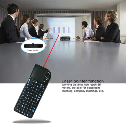 Teclado sem Fios A8 Mini 2.4G com Retroiluminação em 7 Cores, 3 em 1, Teclado Portátil com Touchpad e Air Mouse para Android TV Box, PC e Tablet