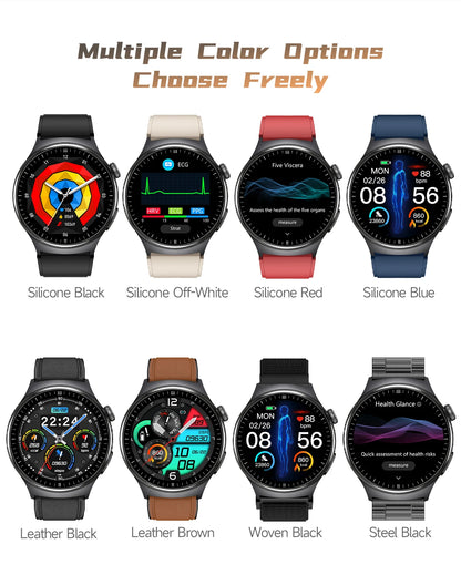 2026New AI-Diagnosis Care Smartwatch ECG+PPG Accurate Uric Acid Blood Pressure Body Fat Five organ Fitness Waterproof Smartwatch