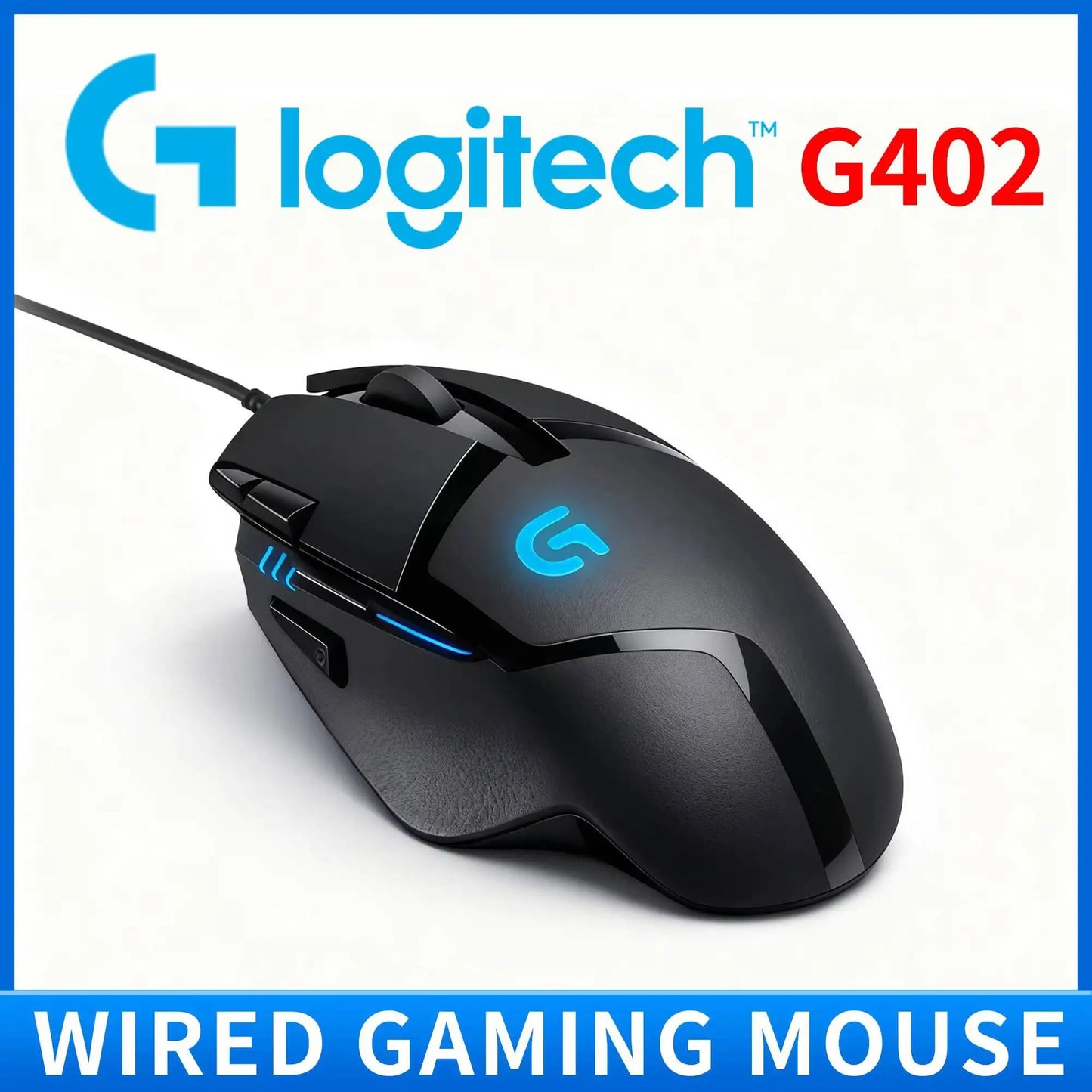 Logitech G402 Wired Gaming Mouse 32-Bit ARM Processor 8 Buttons 500 IPS Anti-Slip for All-Day Gaming and Work Sessions