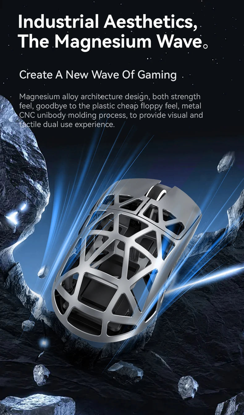 Bezprzewodowa mysz gamingowa Attack Shark R2 PAW3950 8K ze stopu magnezu, lekka mysz gamingowa Bluetooth Tri-Mode do gier/biura