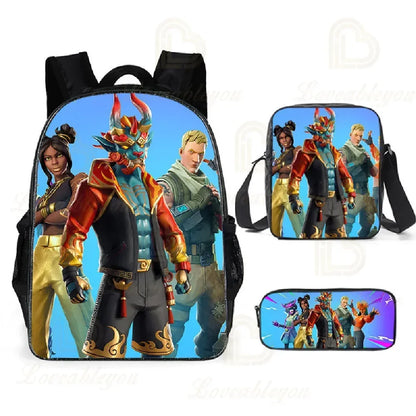 F-FORTNITE Battle Games Backpack for Children School Bag Boys Girls Primary Crossbody Pencil Case Kids Toddler Backpack