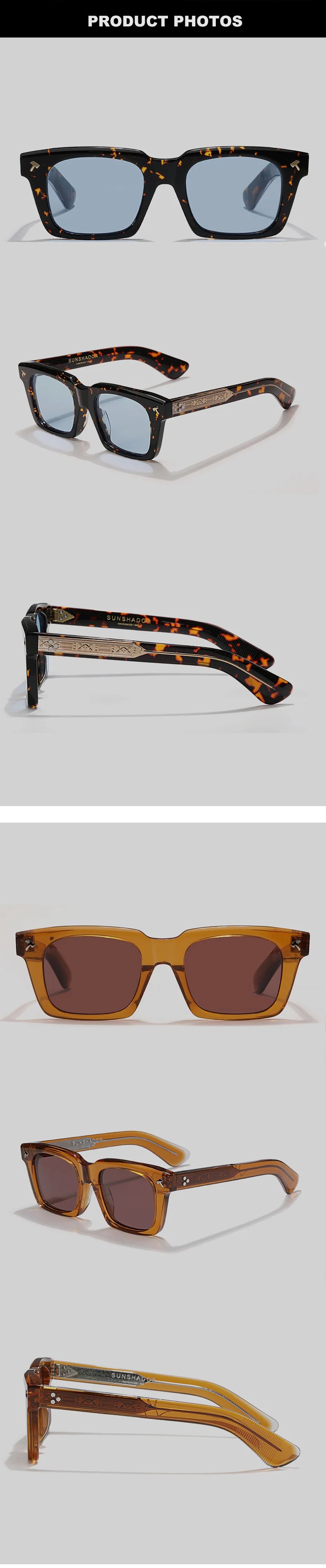 Top Quality Luxury Square Acetate Sunglasses For Men Women Classic Sunglasses outdoor UV400 Protection Logo Customization