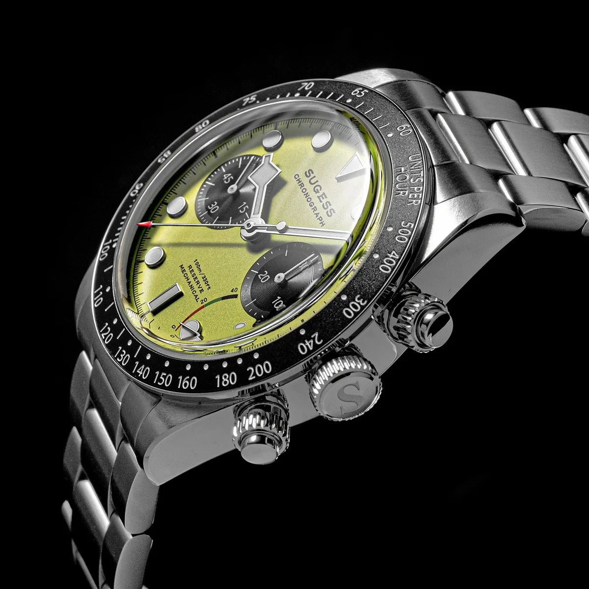 Sugess Chronograph Men Watch Original ST1907 Swanneck Pilot Mechanical Wristwatches Domed Sapphire Crystal Dopamine S457 2025new