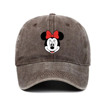 Retro Washed Mickey Mouse Print Baseball Cap Men Women Vintage Kpop Snapback Cap Adjustable Breathable Trucker Hat Sunscreen Hat