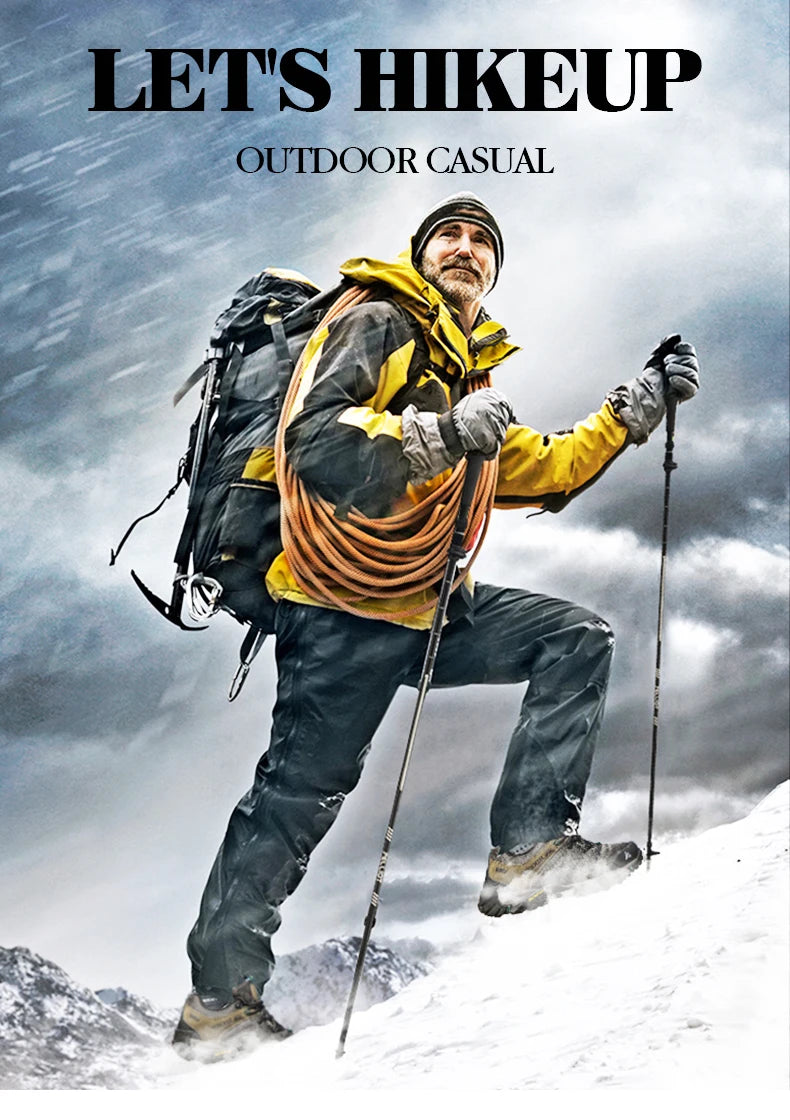 HIKEUP Zapatillas de senderismo para hombre de cuatro estaciones, calzado deportivo de exterior en cuero genuino resistente al desgaste, zapatos de escalada con suela de goma para trekking
