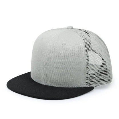 Adult Solid Color Flat Brim Mesh Snapback Cap Men Woman Hiphop Plain Baseball Hat  55-60cm