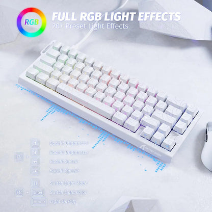 Teclado mecânico gaming ATTACK SHARK X68 HE Rapid Trigger 60% com fios, com atuação ajustável, interruptores magnéticos Hall Effect, 8KH
