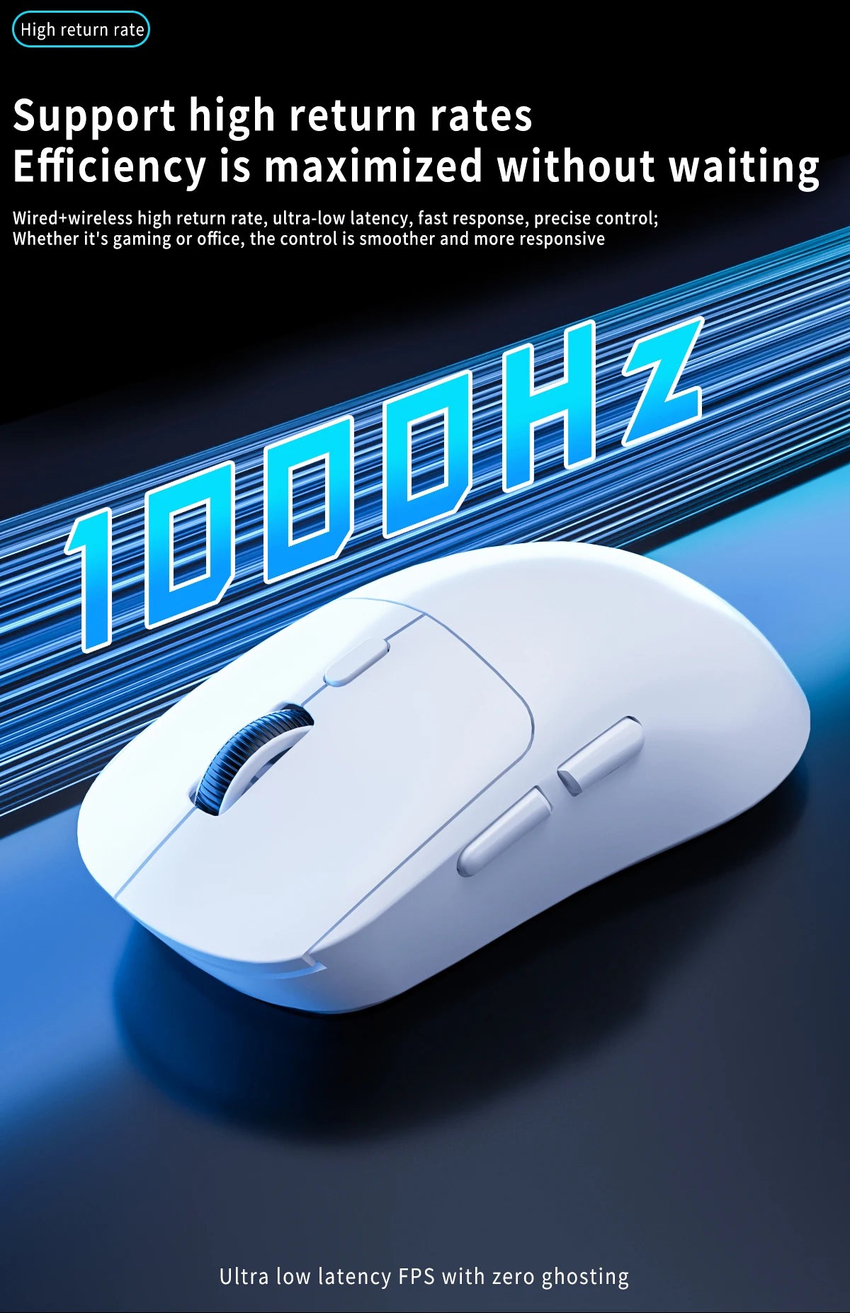 Gamingmus Bluetooth-mus uppladdningsbar gamermus PAW3395 lätt ergonomisk trådlös mus för esport