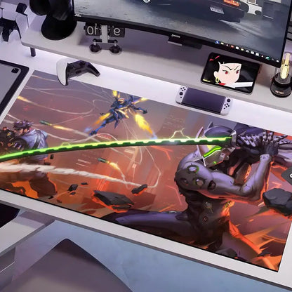 Tapete de Rato Overwatch em Vários Tamanhos, Grande e Quadrado, para Computador, Escritório e Gaming, com Base de Borracha Antiderrapante