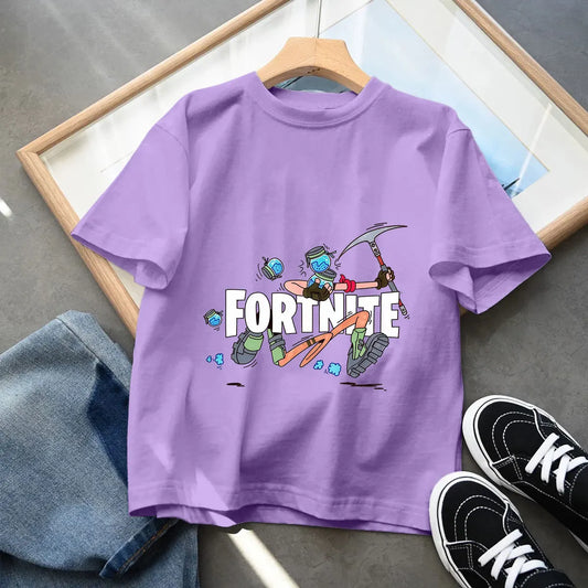Fortnites Children T-Shirts Anime Printed Figures Tops Cartoon Fortress Night Summer Clothes Girls Short Sleeves Pullover Tees