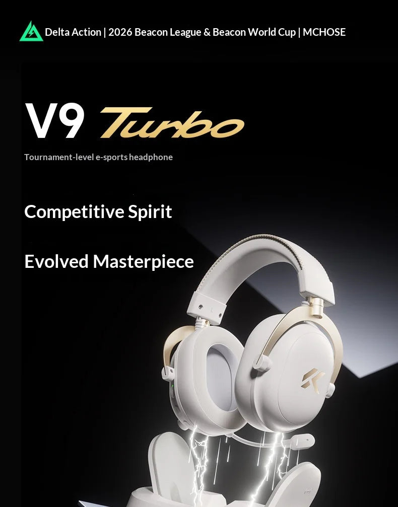 MCHOSE V9 Turbo Gaming Headset BT 2.4G Low Latency Wireless Esport With 60mm Dynamic Driver 2000mAh Magnetic Charging For Gamers