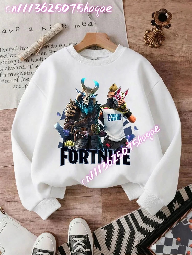 Sweatshirt pullover FORTNITED de manga comprida para criança, estilo streetwear para menina, menino e bebé, top de moda anime infantil, presente