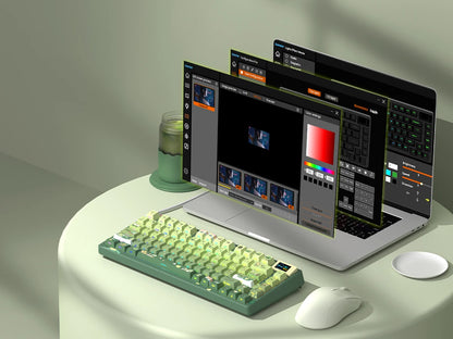 Womier SK80 Green Keyboard Gasket Mounted RGB Hot Swap with Color OLED Display 75% Mechanical Gaming Keyboard for PC