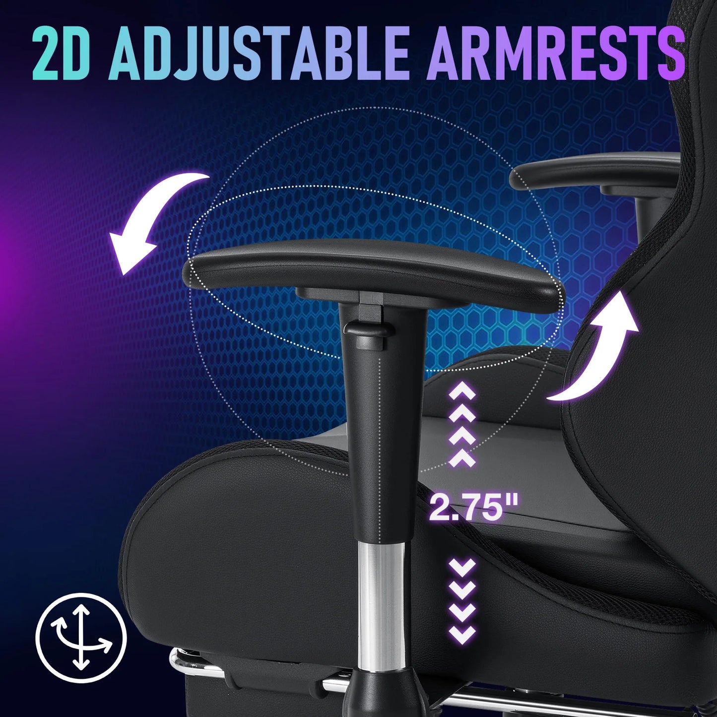 250Lbs LED Gaming Chair for Kids 8-15 Years, Adjustable Ergonomic Gamer Chair with RGB Lighting, Footrest & Lumbar Support