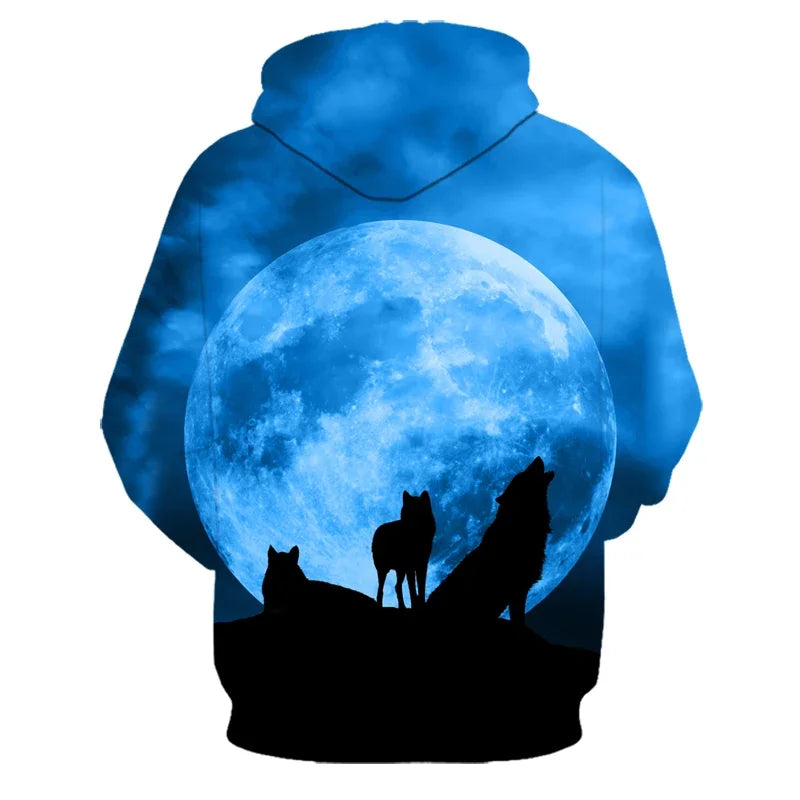Animal Wolf – bluzy z kapturem drukowane w 3D dla mężczyzn i kobiet, modne, codzienne, oversize, swetry typu pullover, styl hip-hopowy, Harajuku, odzież uliczna