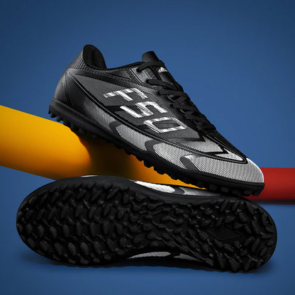 Chaussures de football TF économiques, tige en mélange PU, crampons en caoutchouc dense, antidérapantes, durables, chaussures de football pour terrain synthétique à prix abordable