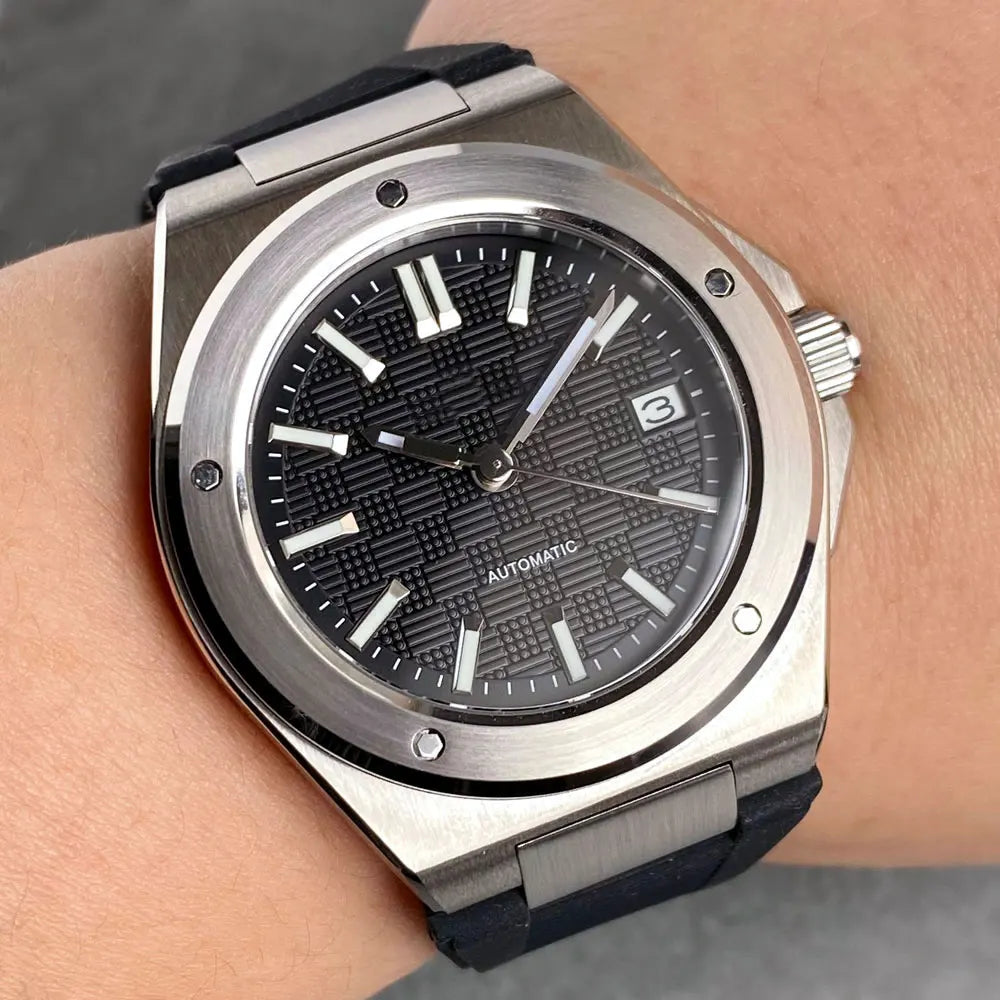 Reloj mecánico automático Tandorio New Black Luxury Business Engineer Style para hombre, cristal de zafiro, resistente al agua 100m, NH35A